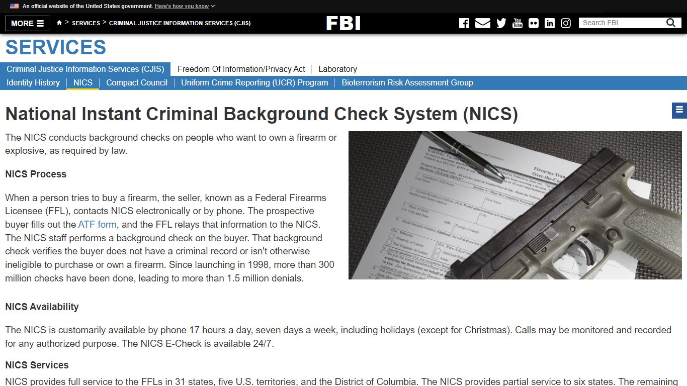 National Instant Criminal Background Check System (NICS) — FBI