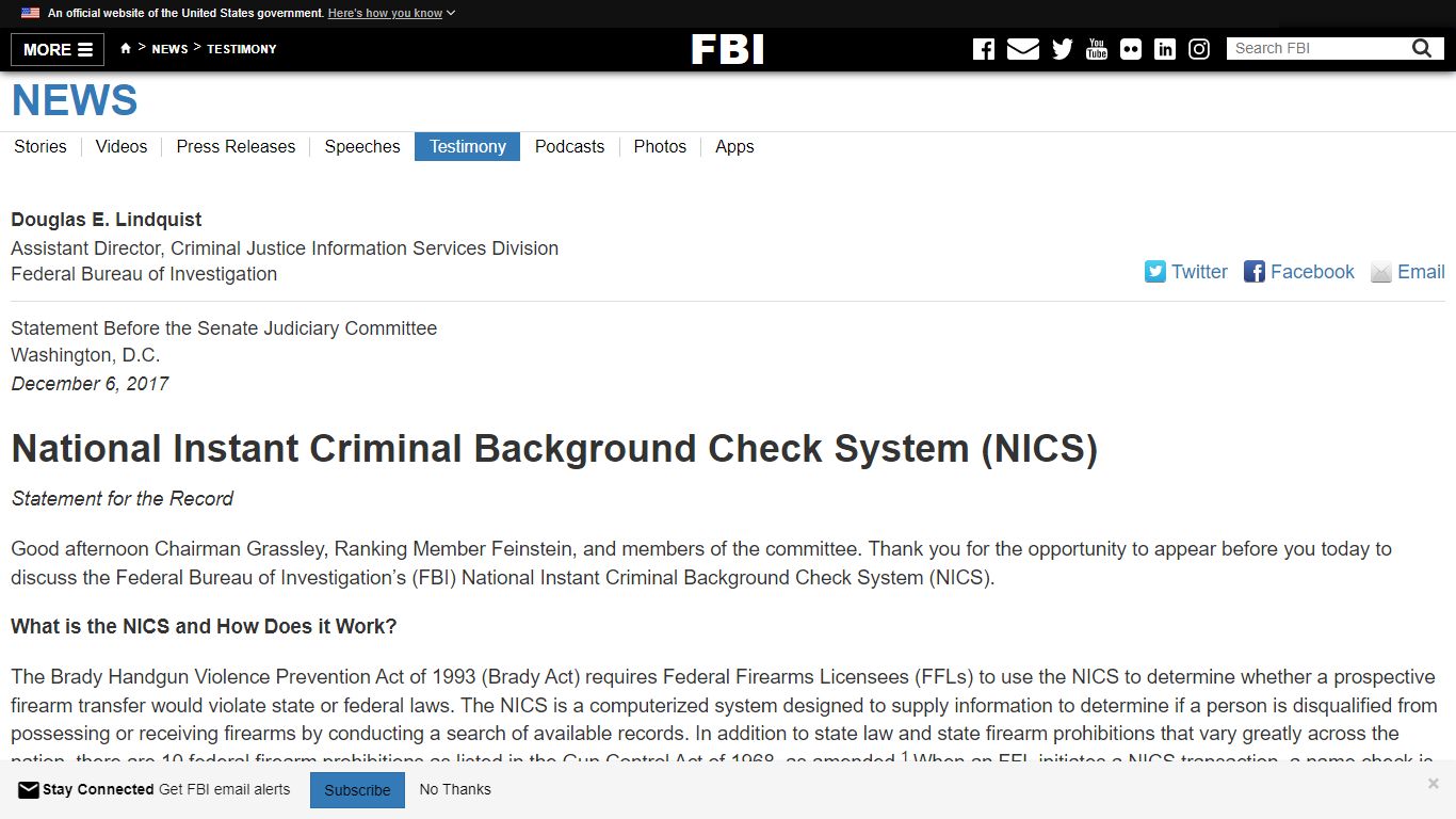 National Instant Criminal Background Check System (NICS) — FBI